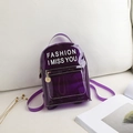 Violetter transparenter PVC Rucksack mit Fashion I Miss You Print und Goldreißverschluss - Lila