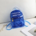 Kompakter blauer transparenter PVC-Rucksack mit Fashion I Miss You Aufdruck und Zipper - Blau