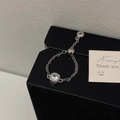 Verstellbarer Silberkettenring mit rundem Zirkonia und Pavé-Diamanten in schicker Optik - Quadratischer Zirkonia Verstellbarer Stil / Silber