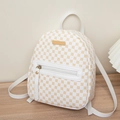 Schicker weißer Mini-Rucksack für Damen mit gelbem Muster und goldenen Reißverschlüssen - Weiß