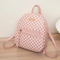Mini Freizeit-Rucksack in Hellrosa mit braunem Kleemuster und goldenen Metall-Details - Rosa