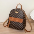 Vintage-Rucksack mit Blumenmuster in Dunkelbraun aus PU-Leder mit Golddetails - Braun