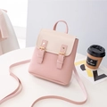 Mochila mini elegante en rosa y crema con hebillas dobles y asa superior de moda - Rosa