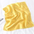 Detailed close-up of yellow silk scarf with white polka dots and satin texture - Bright Yellow Dense Polka Dot Style (FX-123)