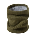 Detail of army green ribbed knit neck warmer with thick soft grey faux fleece lining - Army Green