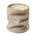 Close-up of winter neck warmer featuring ribbed knit texture and soft plush lining - Rice Camel