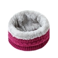 Tour de cou en tricot d'hiver rose rouge avec doublure épaisse en polaire grise - Rouge Rose