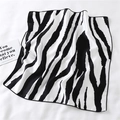 Detail of zebra pattern square scarf with smooth texture and high-contrast animal print - Classic Black White Zebra Style (FX-110)