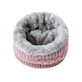 Details zum rosa Strick-Loop-Schal mit grauem Fleece-Futter für maximale Winterwärme - Rosa