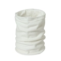 Close-up of white knitted neck warmer showing soft ribbed texture and thermal material - White