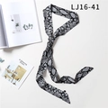 Narrow long silk scarf with grey snake print pattern for versatile styling and decoration - Gray Black Snake Print (LJ16-41)
