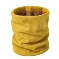 Detail of yellow knitted neck warmer showing thick brown fleece lining for winter warmth - Bright Yellow