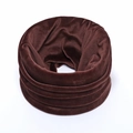 Detailed texture of dark brown velvet neck warmer showing soft high-density fabric - Coffee