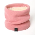 Pink winter knit neck warmer with thick fleece lining and decorative brand logo patch - 50*20cm / Pink