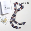 Narrow long silk scarf with abstract cartoon print in red and blue, style LJ16-43 - Abstract Cartoon Character (LJ16-43)
