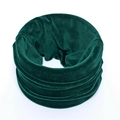 Close-up of velvet neck warmer in dark green with soft plush texture and ring design - Dark Green