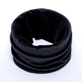 Close-up of black velvet neck warmer showing soft fabric texture and warm lining - Black
