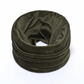 Detail view of dark green velvet neck warmer featuring soft pile texture and elegant draping - Army Green
