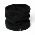 Close-up of winter knit neck warmer with soft fleece lining and branded winter label - 50*20cm / Black