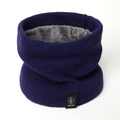 Detail showing the thick navy blue knit outer and soft grey fleece lining of the snood - 50*20cm / Navy Blue