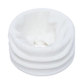 Close-up of soft white fleece neck warmer texture showing warm and windproof material - White