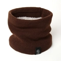 Detailed close-up of brown knit neck warmer with thick gray faux fleece lining and tag - 50*20cm / Coffee