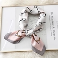 70cm silk square scarf with horsebit chain print and pink grey color-block pattern - 70x70cm / Pink Edging