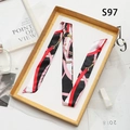 Elegante foulard Twilly in seta con stampa a catena nero, rosso e rosa su vassoio - 100*4cm / Stampa Cintura a Catena (PDS-97)