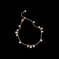 Detail of adjustable gold beaded chain with sparkling round zircon pendants and slider clasp - Gold Water Drop Zirconia Pendant Bracelet