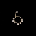Detail of adjustable golden bead chain necklace featuring eight sparkling zircon charms - Gold Water Drop Zirconia Pendant Ring