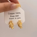 Detailopname van gouden knoopoorstekers met gepolijste afwerking op een kaartje - Goud / Koperen oorknopje