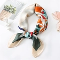 Elegant 70cm silk satin square scarf with geometric floral print for women's decoration - Fj209-2 Meters Edge / 70*70cm