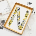 Sciarpa sottile in seta con motivo a onde gialle e nere in una cornice dorata - 100*4cm / Onda Giallo Grigio (PDS-29)