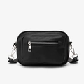 Sac bandoulière noir en nylon à poches multiples avec fermetures éclair argentées - Noir