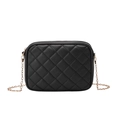 Classic black quilted crossbody camera bag with gold chain strap for women - Black