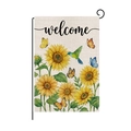Outdoor Easter garden flag with sunflower, butterfly, and hummingbird welcome design - Sunflower Hummingbird Style (HYQ081-6)