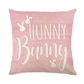Pink Easter pillowcase featuring HUNNY Bunny text and cute rabbit silhouettes - Jym705-3 / 45x45 Square (No Insert)