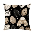 Paaskussenhoes met handgetekende eieren en konijnenstaart op een zwarte achtergrond - 45x45cm / Paaseieren Patroonstijl (JYM707-2)