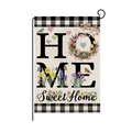 Bandiera da giardino pasquale con scritta Home Sweet Home e decorazioni floreali - Stile Home Sweet Home Scacchi (HYQ086-8)