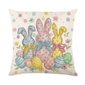 Easter watercolor bunny cushion cover made of textured linen for sofa decor - Standard Square
