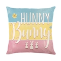 Easter cushion cover with HUNNY Bunny print and white rabbit silhouettes on tricolor background - Standard Square / Hunny Bunny Text Pattern (JYM711-3)