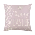 Easter pillow cover with light purple bunny and happy EASTER print on linen texture - Happy Easter Rabbit Pattern (JYM710-2)