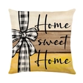 Funda de cojín con estampado de margaritas y abejas y texto Home Sweet Home a rayas - 45x45cm / Estilo Home Sweet Home 2 (JYM728-2)