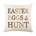 Linen Easter cushion cover with Easter Eggs Hunt print and vintage artistic texture - 45cmx45cm / Easter Eggs Hunt Text Style (JYM715-2)