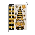 Sunflower bee gnome garden flag with welcome text on high-quality burlap fabric - Honeybee Gnome Welcome Style (HYQ095-6)