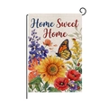 Garden flag with sunflowers and butterflies featuring Home Sweet Home on linen fabric - Sunflower Home Sweet Home (HYQ096-6)