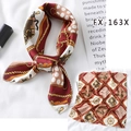 Elegant vintage chain print square silk scarf in red and gold finish for hair or neck - Fx-163x / 50*50CM
