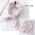 Pink silk-like square scarf with black and white chain patterns, 50cm decorative necktie - Fx-179 / 50*50CM