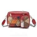 Bolso bandolera retro con patchwork de diamantes en contraste y mini monedero extra - Rojo