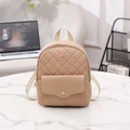 Beige quilted mini backpack for women with rose metal detail and nylon shoulder straps - Apricot